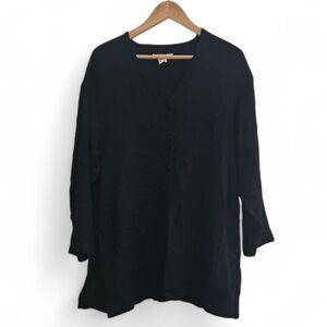 Paul Reid 100% Silk Tunic Top Sz L Black Minimalist Classic Style Quiet Luxury